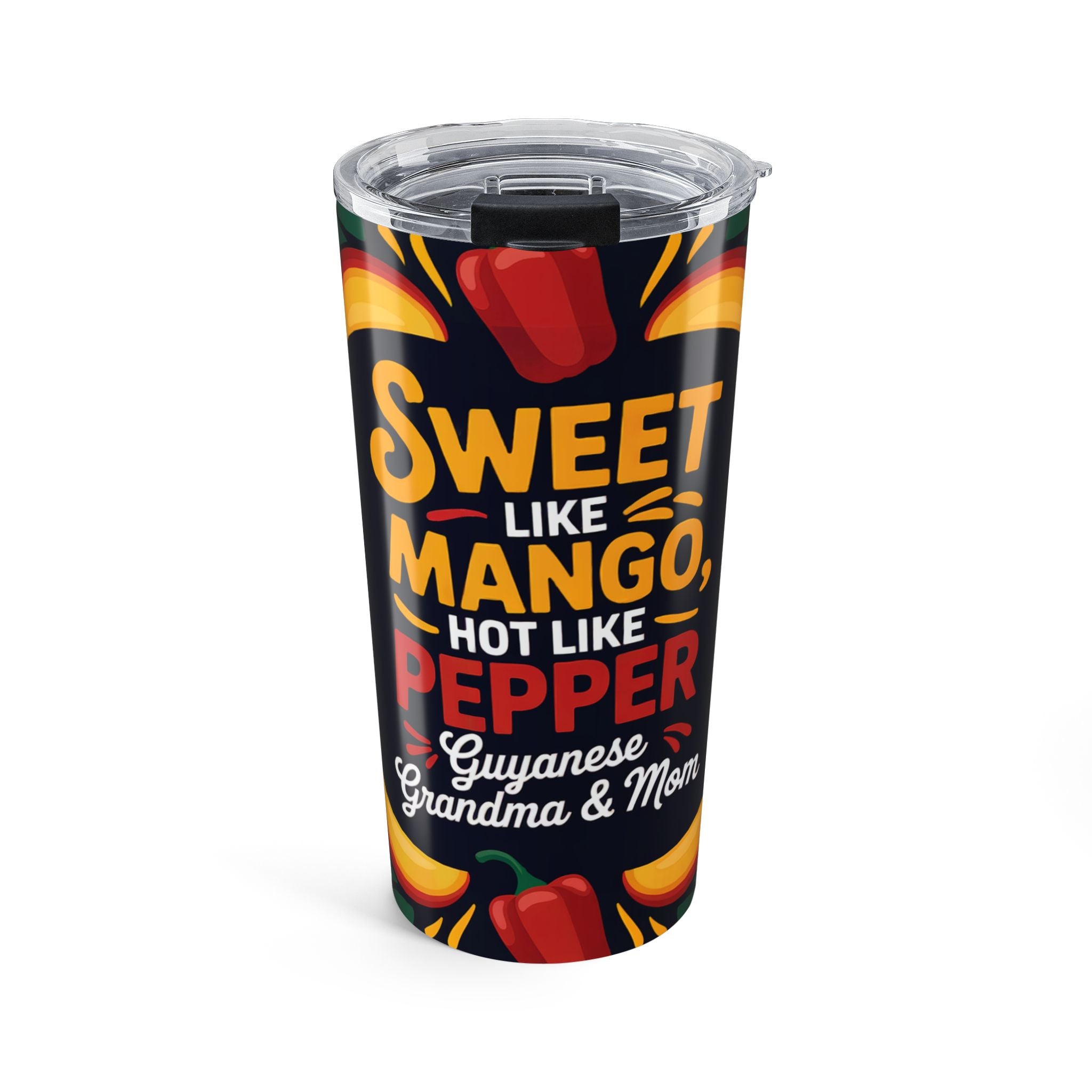 Sweet Like Mango, Hot Like Pepper 20oz Tumbler — Guyanese Grandma & Mom Travel Mug
